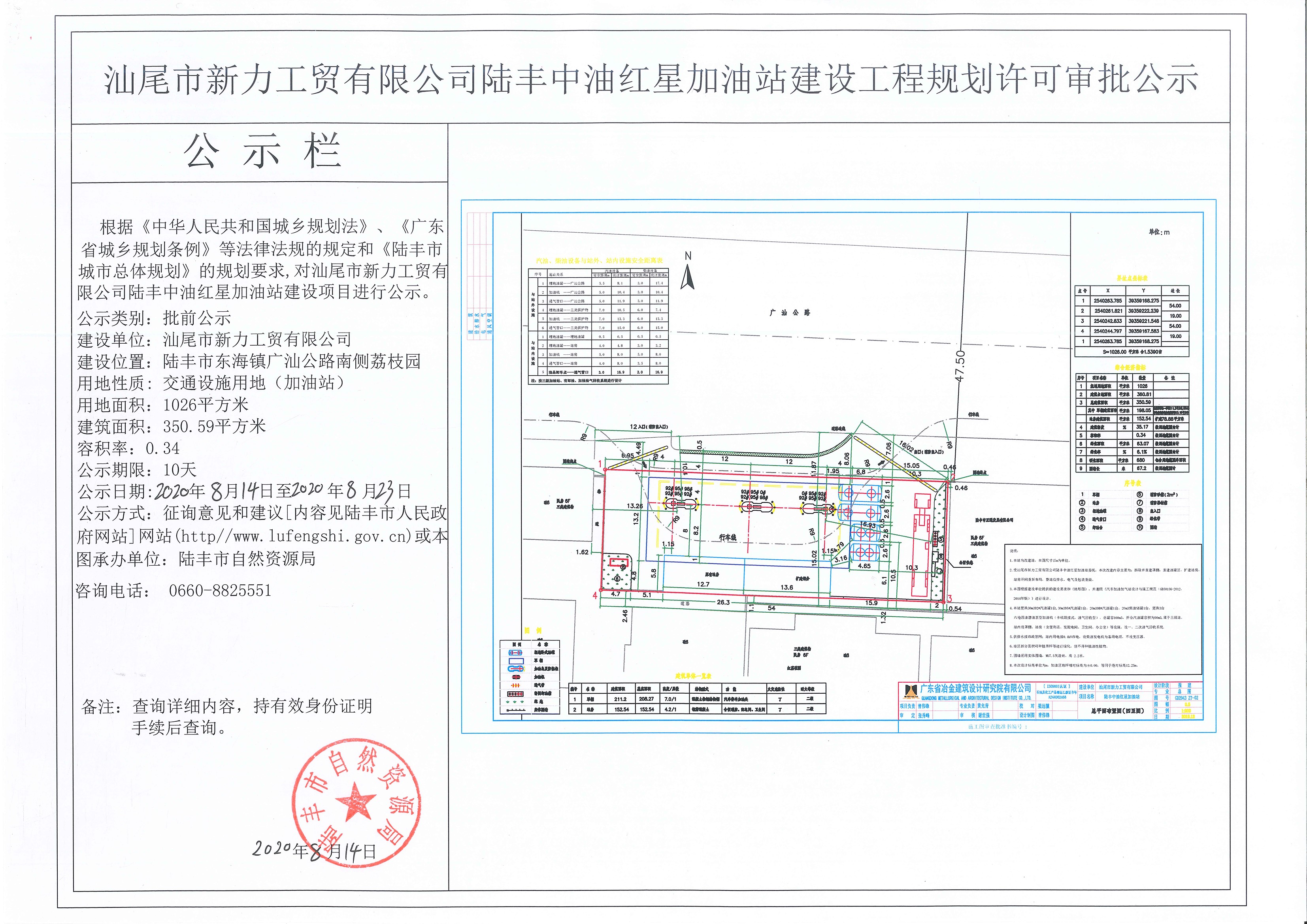 汕尾市新力工贸有限公司陆丰中油红星加油站建设工程规划许可审批公示.jpg